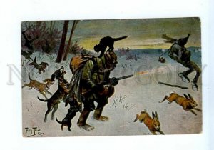 544442 Arthur THIELE Humor HUNT Comic Hunter DACHSHUND Dog CAT Hare Vintage