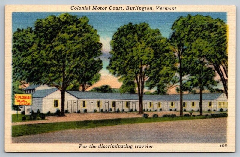 Vintage Vermont Postcard -  Colonial Motor Court   Burlington