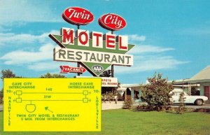 Cave City Kentucky Twin City Motel and Restaurant Vintage Postcard AA41133