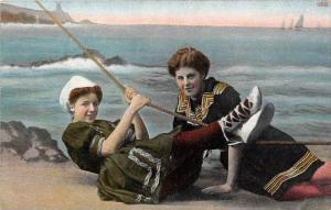 Girls dressed Victorian Bathing Suits