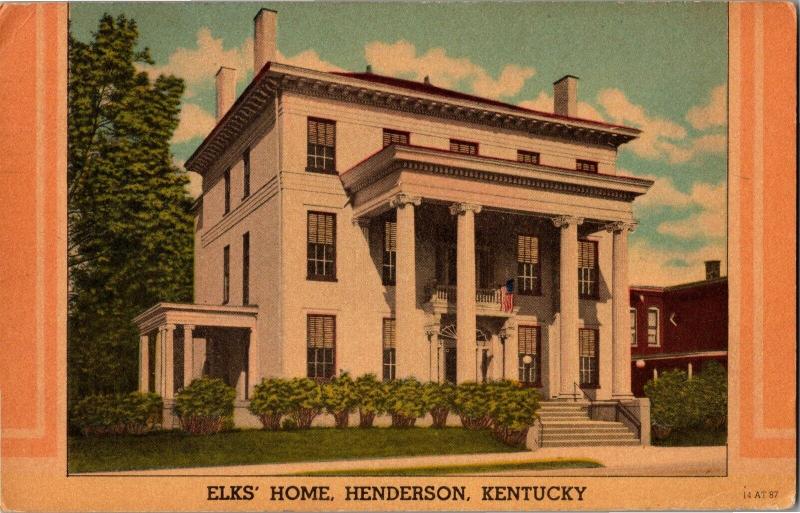 Elks Home Henderson Kentucky c1946 Vintage Postcard M29