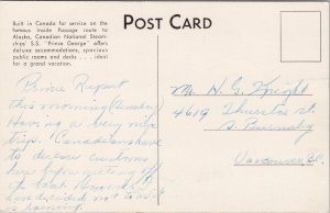 SS 'Prince George' Ship Canadian National Steamships Postcard H58