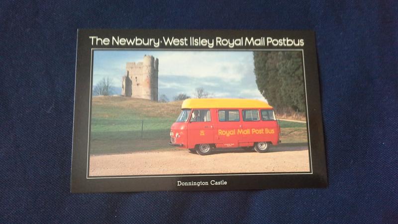 Colour Postcard The Newbury west IIsley Royal Mail Postbus - Donnington Castle