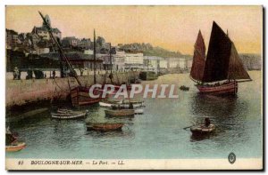 Old Fishing Boat Postcard Boulogne sur Mer harbor