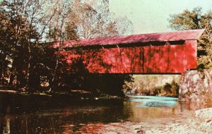 Vintage Postcard Serving Travelers Perrinton Covered Bridge Rifton New York NY