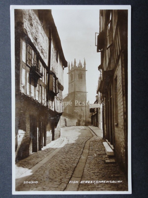 Shropshire SHREWSBURY Fish Street c1927 RP by Valentine 204310