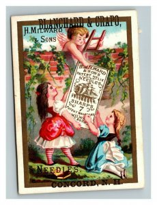 Vintage 1880's Victorian Trade Card H. Milward & Sons Needles - Calendar on Back