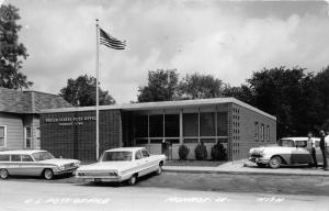 Monroe Iowa~US Post Office~Men Getting into Classic Car~1965 RPPC Postcard