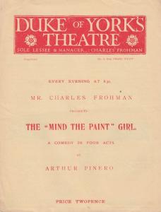 Charles Froham Mind The Paint Girl Arthur Pinero Comedy Theatre Programme