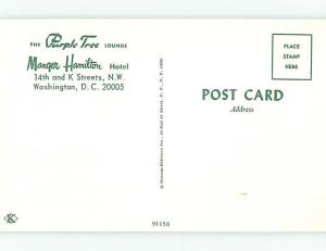 Unused Pre-1980 PURPLE TREE LOUNGE RESTAURANT Washington DC M8286