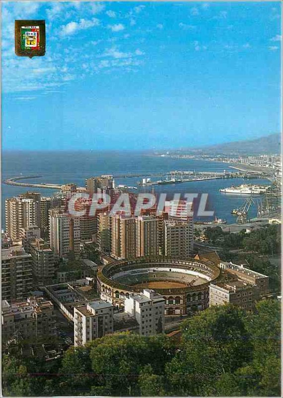 Postcard Modern Malaga (Costa del Sol) Arenes and Port Boat Bullfight