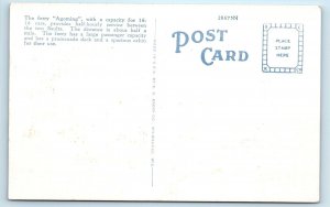 SAULT STE. MARIE, MI ~Car Ferry Boat AGOMING c1940s Linen Ship  Postcard