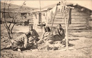 Native American Women Working, Jerking Beef Vintage Postcard H71