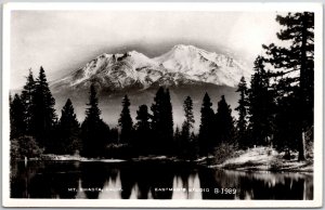 Mount Shasta California CA Eastman's Studio Lake & Pines RPPC Photo Postcard