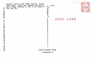 Postcard MONUMENT SCENE Springfield Illinois IL AS9639