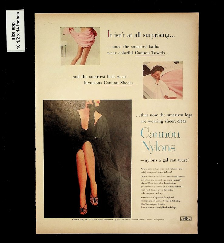 1953 Cannon Nylons Women's Underwear Print Vintage Ad 015742