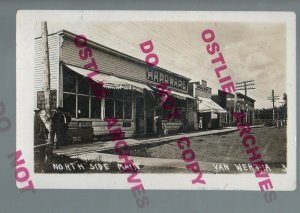 Van Wert IOWA RPPC 1913 MAIN STREET Hardware Store nr Osceola Leon Decatur City