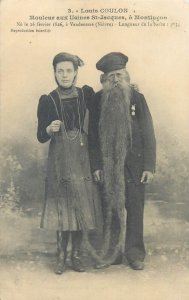 Louis Coulon Montluçon France Longest Beard Record unit of 2 postcards c.1912 