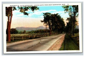 Vintage 1930's Postcard Monument Mt. Berkshires Great Barrington Massachusetts