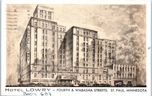 1940s Hotel Lowry Saint Paul MN Postcard