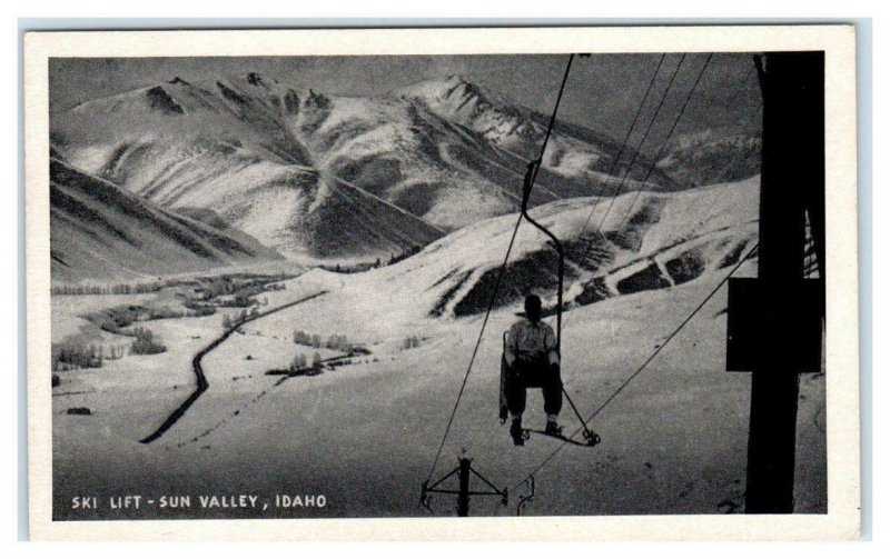 SUN VALLEY, Idaho ID ~ Skier SKI LIFT ca 1920s-30s  Postcard