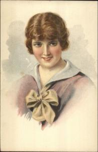 Beautiful Young Woman Smart Hair-Do & Kerchief c1910 Postcard rpx #1