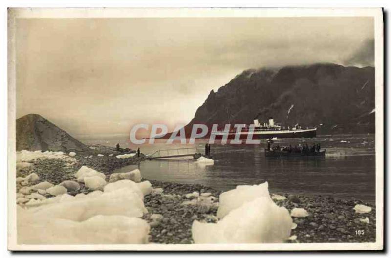 Old Postcard Polar Siptzbergen Magdalenenbay Boat