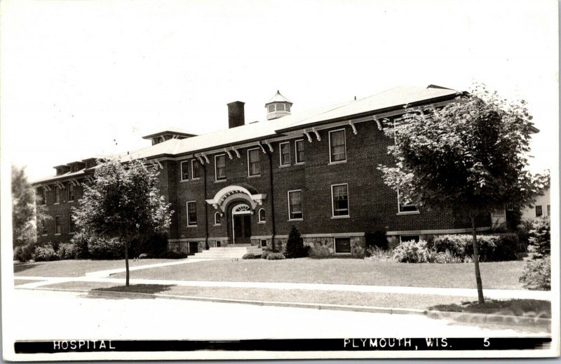 Real Photo Postcard Hospital in Plymouth, Wisconsin~131240