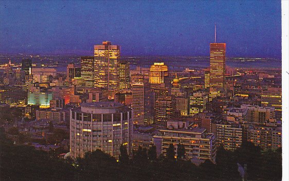 Canada Quebec Montreal At Night From Mount Royal