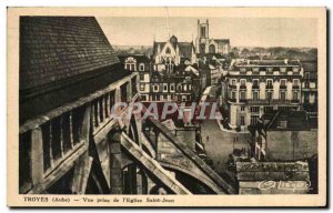 Old Postcard taking Troyes View of St. John & # 39Eglise