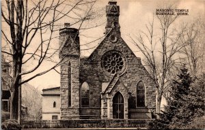 Postcard CT Fairfield County Norwalk Masonic Stone Temple 1940s S93