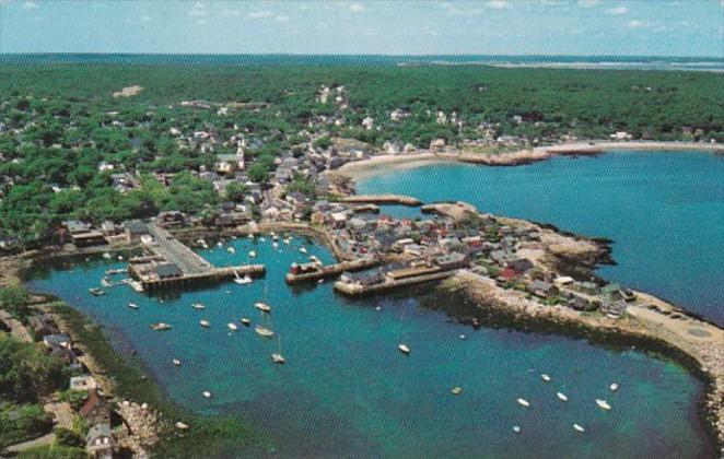 Massachusetts Rockport Aerial View Bearskin Neck Front Beach and Yacht Club a...