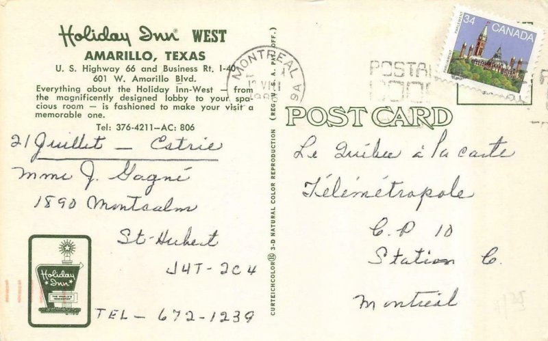 AMARILLO, TX Texas  HOLIDAY INN MOTEL Couple~Stairs  ROUTE 66~ROADSIDE  Postcard