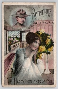 Soldier Remembrance Pretty Lady 1918 To Big Pool MD Postcard Y29
