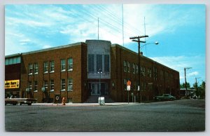 Mt Vernon Illinois~City Hall St View~Red Brick Bldg~Fire Hydrant~1950s Postcard