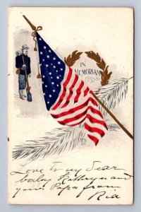 CIVIL WAR IN MEMORIAM SOLDIER FLAG EMBOSSED POSTCARD 1907