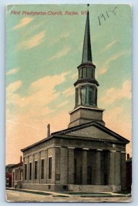 Racine Wisconsin Postcard First Presbyterian Church Chapel c1910 Vintage Antique