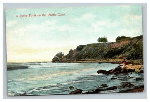 Vintage 1910's Postcard Walking on the Beach on a Rocky Point Pacific Coast