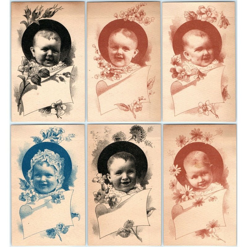 x6 LOT c1880 Cute Baby Smile Laugh Kids Play Stock Trade Cards Raise Child C30