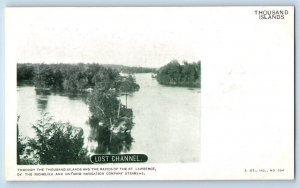 Thousand Islands New York NY Postcard Lost Channel Aerial View Lake 1900 Vintage