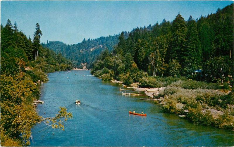 Russian River California boating canoes Postcard