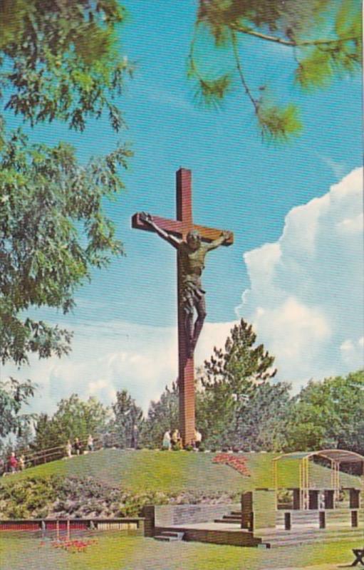 Michigan Indian River Catholic Shrine Largest Wooden and Bronze Crucifix In T...