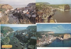 Staithes Bay Harbour Area 4x Aerial Birds Eye Postcard s