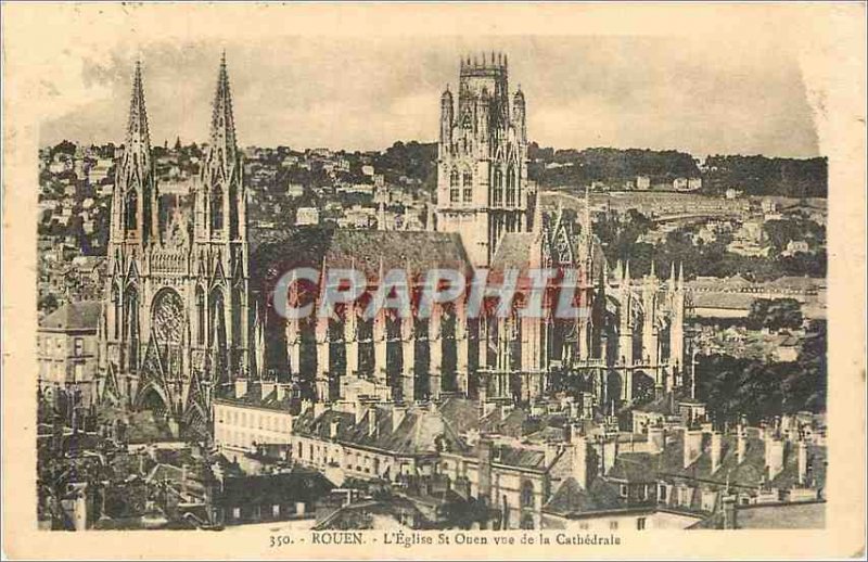 Old Postcard Rouen Church St Ouen to the Cathedral