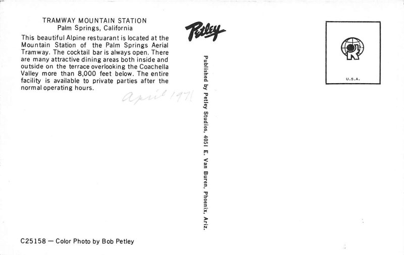 Palm Springs California 1970s Postcard Tramway Mountain Station ...