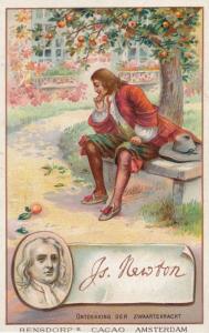 Isaac Newton Scientist Printed Signed Bendorps Cocoa Postcard Antique Trade Card