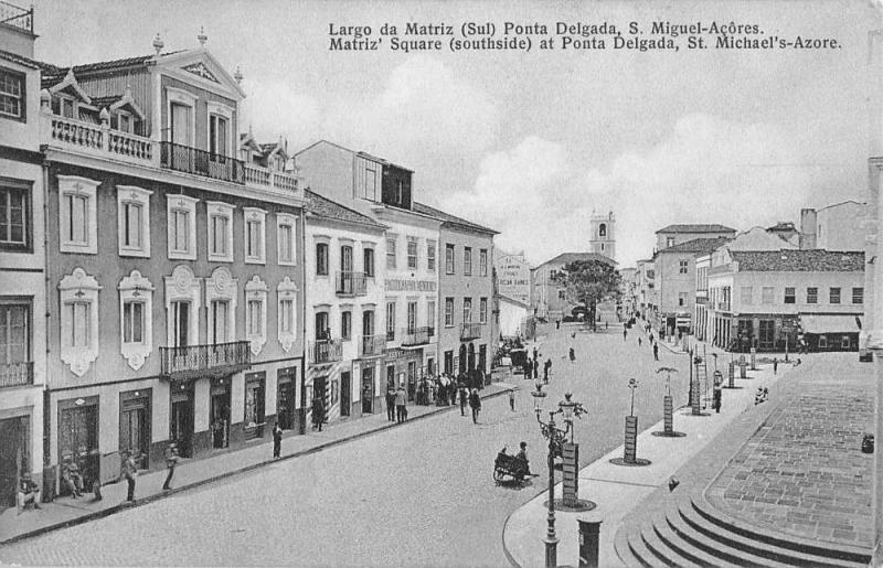 Sao Miguel Island Portugal Matriz Square Street View Antique Postcard K97780