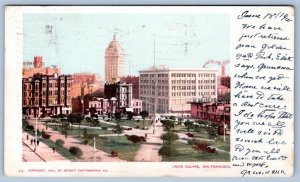 1900 UNION SQUARE SAN FRANCISCO CA to CHILLICOTHE OHIO POSTCARD**CREASED**