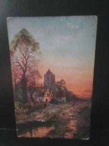 Postcard Evening Sunset Early 1900s