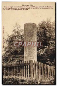 Old Postcard Dives sur Mer column erected on the Cliff Dives